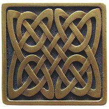 Notting Hill Cabinet Knob Celtic Isles Antique Brass 1-3-8" square - cabinetknobsonline