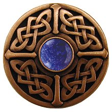 Notting Hill Cabinet Knob Celtic Jewel-Blue Sodalite Antique Copper 1-3-8" diameter - cabinetknobsonline