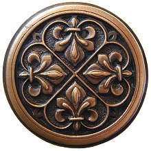 Notting Hill Cabinet Hardware Fleur-de-Lis Antique Copper1-3-8" diameter - cabinetknobsonline