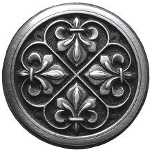 Notting Hill Cabinet Knob Fleur-de-Lis Antique Pewter 1-3-8" diameter - cabinetknobsonline