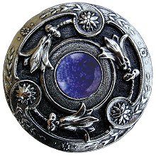 Notting Hill Cabinet Knob Jeweled Lily-Blue Sodalite Brite Nickel 1-1-4" diameter - cabinetknobsonline