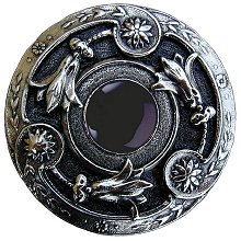 Notting Hill Cabinet Knob Jeweled Lily-Onyx Brite Nickel  1-1-4" diameter - cabinetknobsonline