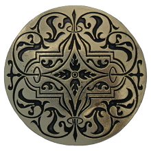 Notting Hill Cabinet Knob Renaissance Etch Brite Brass 1-7-16" diameter - cabinetknobsonline