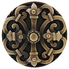 Notting Hill Cabinet Knob Chateau Antique Brass  1-5-8" diameter - cabinetknobsonline