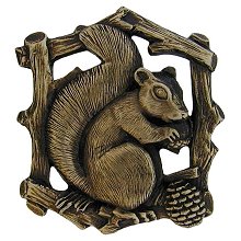 Notting Hill Cabinet Knob Grey Squirrel (Left side-faces right) Antique Brass  1-1-2" w x 1-5-8" h - cabinetknobsonline