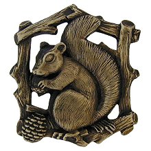 Notting Hill Cabinet Knob Grey Squirrel (Right side-faces left) Antique Brass  1-1-2" w x 1-5-8" h - cabinetknobsonline