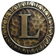 Notting Hill Cabinet Hardware Initial L  Antique Brass 1-3-8" diameter - cabinetknobsonline