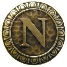 Notting Hill Cabinet Hardware Initial N  Antique Brass 1-3-8" diameter - cabinetknobsonline