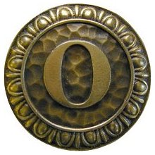 Notting Hill Cabinet Hardware Initial O  Antique Brass 1-3-8" diameter - cabinetknobsonline