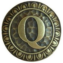 Notting Hill Cabinet Hardware Initial Q  Antique Brass 1-3-8" diameter - cabinetknobsonline