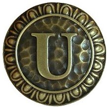 Notting Hill Cabinet Hardware Initial U  Antique Brass 1-3-8" diameter - cabinetknobsonline