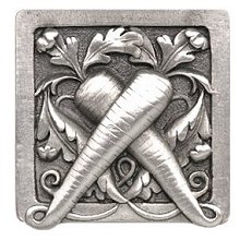 Notting Hill Cabinet Knob Leafy Carrot Antique Pewter 1-1-2" square - cabinetknobsonline