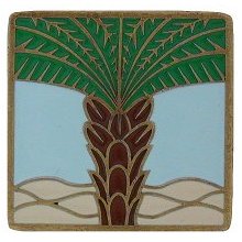 Notting Hill Cabinet Knob Royal Palm-Pale Blue Antique Brass (Enameled) 1-1-2" square - cabinetknobsonline