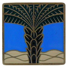 Notting Hill Cabinet Knob Royal Palm-Periwinkle Antique Brass (Enameled)  1-1-2" square - cabinetknobsonline