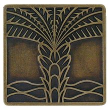 Notting Hill Cabinet Knob Royal Palm Antique Brass 1-1-2" square - cabinetknobsonline