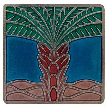 Notting Hill Cabinet Knob Royal Palm-Turquoise Brilliant Pewter (Enameled)  1-1-2" square - cabinetknobsonline