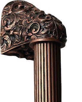 Notting Hill Cabinet Hardware Acanthus-Fluted Bar Antique Copper Overall 12" Appliance Pull - cabinetknobsonline