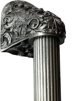 Notting Hill Cabinet Hardware Acanthus-Fluted Bar Antique Pewter Overall 12" Appliance Pull - cabinetknobsonline