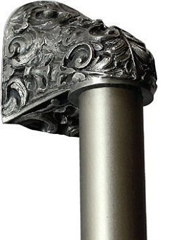 Notting Hill Cabinet Hardware Acanthus-Plain Bar Antique Pewter Overall 12" Appliance Pull - cabinetknobsonline