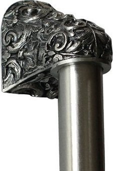 Notting Hill Cabinet Hardware Acanthus-Plain Bar Brilliant Pewter Overall 12" Appliance Pull - cabinetknobsonline