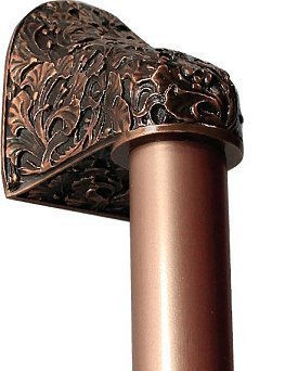 Notting Hill Cabinet Hardware Florid Leaves-Plain Bar Antique Copper Overall 12" Appliance Pull - cabinetknobsonline