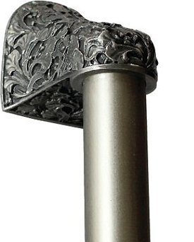 Notting Hill Cabinet Hardware Florid Leaves-Plain Bar Antique Pewter Overall 12" Appliance Pull - cabinetknobsonline