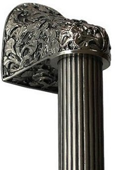 Notting Hill Cabinet Hardware Florid Leaves-Fluted Bar Satin Nickel Overall 12"Appliance Pull - cabinetknobsonline