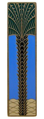 Notting Hill Cabinet Pull Royal Palm-Periwinkle (Vertical) Antique Brass (Enameled)  4" x 1" - cabinetknobsonline