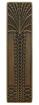 Notting Hill Cabinet Pull Royal Palm (Vertical) Antique Brass  4" x 1" - cabinetknobsonline