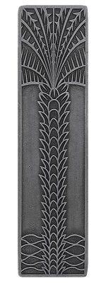 Notting Hill Cabinet Pull Royal Palm (Vertical) Antique Pewter  4" x 1" - cabinetknobsonline