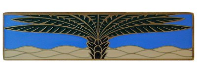 Notting Hill Cabinet Pull Royal Palm-Periwinkle (Horizontal) Antique Brass (Enameled)  4" x 1" - cabinetknobsonline