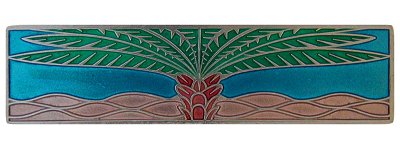 Notting Hill Cabinet Pull Royal Palm-Turquoise (Horizontal) Brilliant Pewter (Enameled)  4" x 1" - cabinetknobsonline