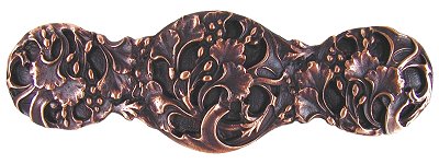 Notting Hill Cabinet Pull Florid Leaves Antique Copper  4" x 1-1-4" - cabinetknobsonline