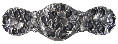 Notting Hill Cabinet Pull Florid Leaves Antique Pewter 4" x 1-1-4" - cabinetknobsonline