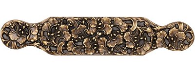 Notting Hill Cabinet Pull Florid Leaves Large Antique Brass 6 1-4" x 1 1-4" - cabinetknobsonline