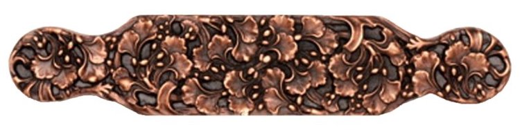 Notting Hill Cabinet Pull Florid Leaves Large Antique Copper 6 1-4" x 1 1-4" - cabinetknobsonline