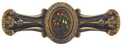 Notting Hill Cabinet Pull Fruit Bouquet Brass Hand Tinted 4-1-8" x 1-1-2" - cabinetknobsonline