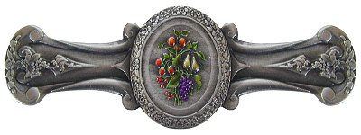 Notting Hill Cabinet Pull Fruit Bouquet Pewter Hand Tinted 4-1-8" x 1-1-2" - cabinetknobsonline