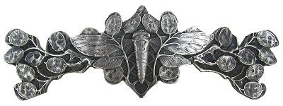 Notting Hill Cabinet Pull Cicada on Leaves Antique Pewter 4" x 1-1-4" - cabinetknobsonline