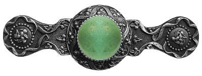 Notting Hill Cabinet Pull Victorian Jewel-Green Aventurine Antique Pewter 3-7-8" x 1-1-4" - cabinetknobsonline