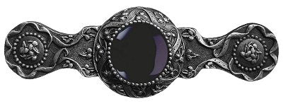 Notting Hill Cabinet  Pull Victorian Jewel-Onyx Antique Pewter 3-7-8" x 1-1-4" - cabinetknobsonline