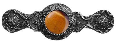 Notting Hill Cabinet Pull Victorian Jewel-Tiger Eye Antique Pewter 3-7-8" x 1-1-4" - cabinetknobsonline