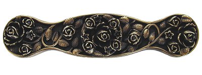 Notting Hill Cabinet Pull Saratoga Rose Antique Brass 4" x 7-8" - cabinetknobsonline