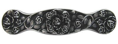 Notting Hill Cabinet Pull Saratoga Rose Antique Pewter 4" x 7-8" - cabinetknobsonline