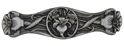 Notting Hill Cabinet Pull River Iris Antique Pewter  3-7-8" x 1" - cabinetknobsonline