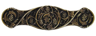 Notting Hill Cabinet Pull Grapevines Antique Brass  4" x 1" - cabinetknobsonline