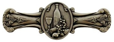 Notting Hill Cabinet Pull Best Cellar (Wine) Brite Brass 4" x 1-1-2" - cabinetknobsonline