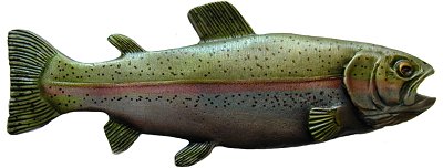Notting Hill Cabinet Hardware Rainbow Trout (Left side-faces right) Pewter Hand Tinted 4-1-8" x 1-1-2" - cabinetknobsonline