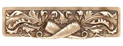 Notting Hill Cabinet Pull Leafy Carrot  Antique Brass 4-7-8" x 1-3-8" - cabinetknobsonline