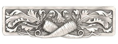 Notting Hill Cabinet Pull Leafy Carrot Antique Pewter 4-7-8" x 1-3-8" - cabinetknobsonline